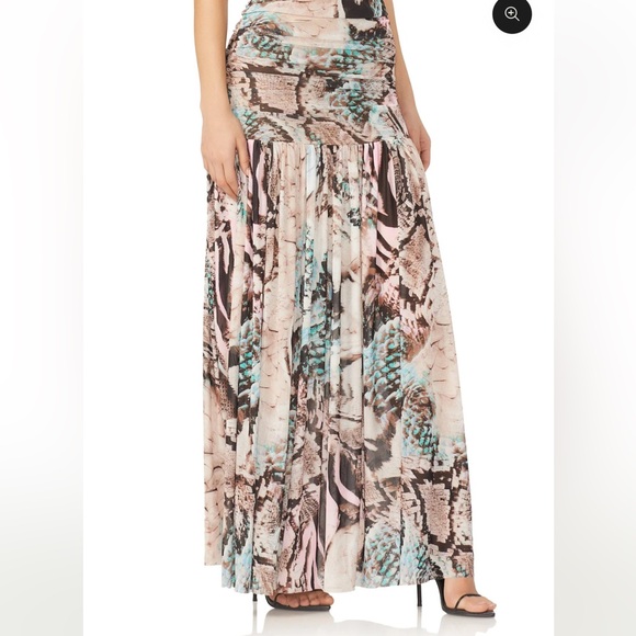NWT AFRM - VAL MAXI SKIRT - AQUA MIXED ANIMAL - Picture 2 of 10
